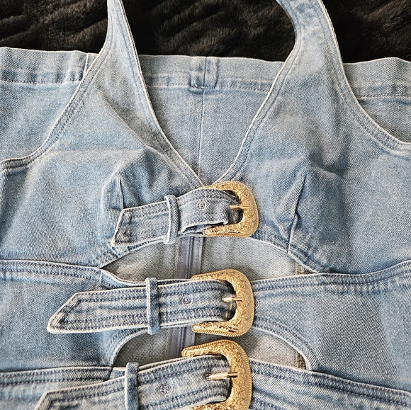 Stylish Blue Denim Halter Dress - Picture 3 of 3